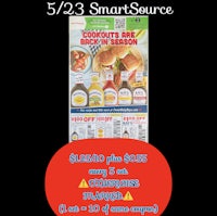 a smartsource flyer with a picture of ketchup, mustard, and other condiments