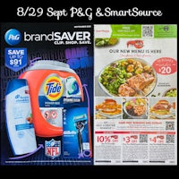 a flyer with coupons for brand saver and smartsource